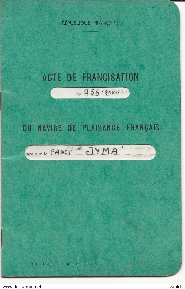 VIEUX PAPIERS ACTE DE FRANCISATION DOUANES VILLEFRANCHE 1964 - Unclassified