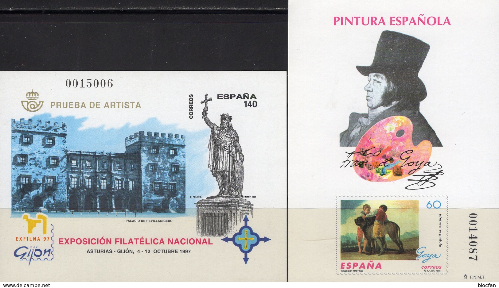 Imperf. EXPO 1997 Spanien SD93 3286B+Bl.71 SD26 ** 30€ Denkmal Goya Gemälde Hoja Pruebas Philatelics Black Sheets Espana - Essais & Réimpressions