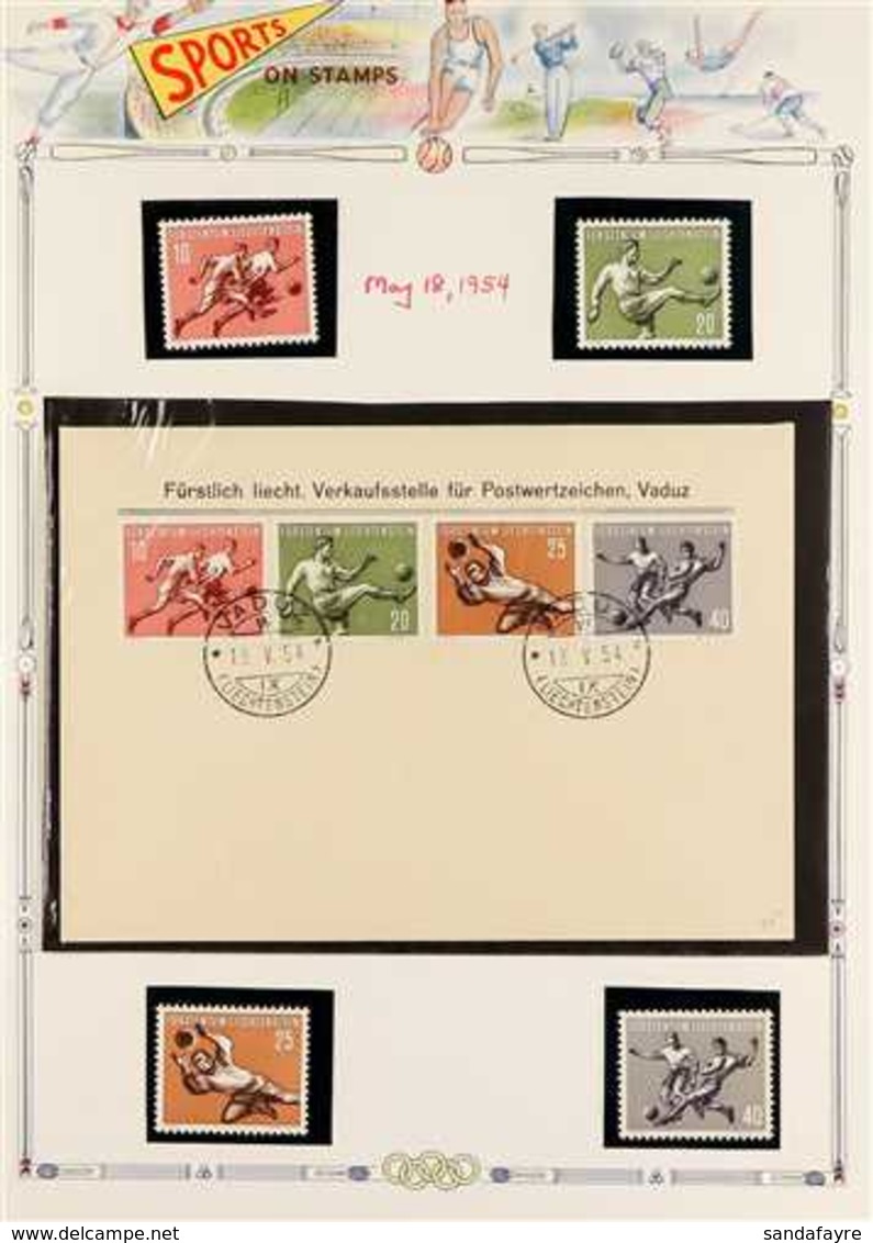 SPORT LIECHTENSTEIN 1954-1998 Collection Of All Different Chiefly Never Hinged Mint Sets, First Day Covers & Cards On Le - Non Classés