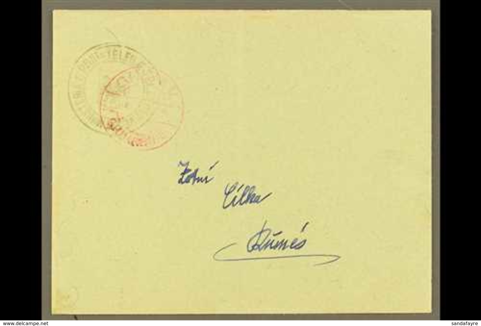 1913 Franked Envelope Addressed To Durres Bearing Circular (1gr) "MINISTERIA E POST-TELEG E TELEFONEVET" Double Eagle In - Albanie