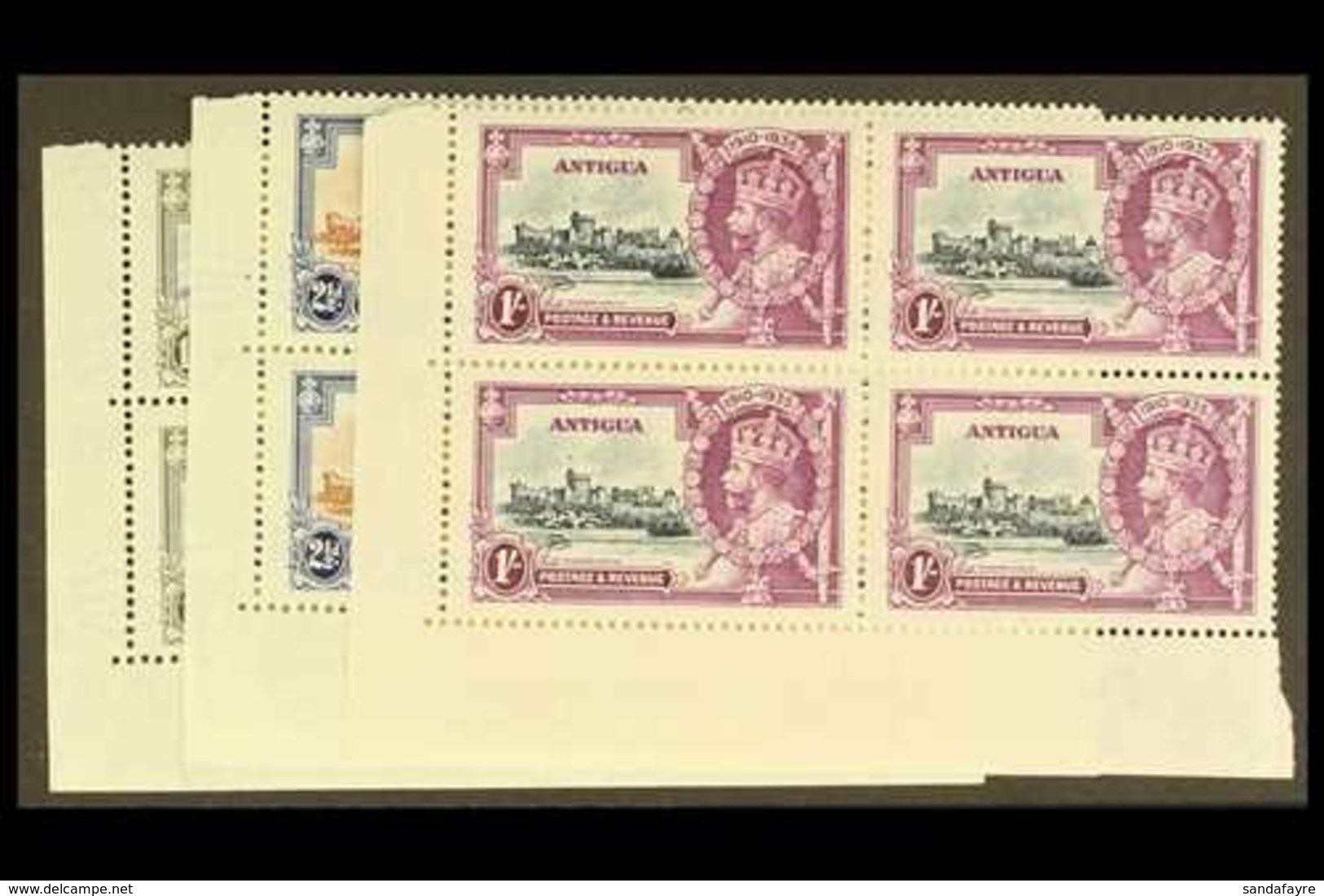 1935 Silver Jubilee 1½d, 2½d, 1s., SG  91, 92, 94, In Mint Corner Blocks Of 4 (2 Og, 2nh) (12 Stamps) For More Images, P - Altri & Non Classificati