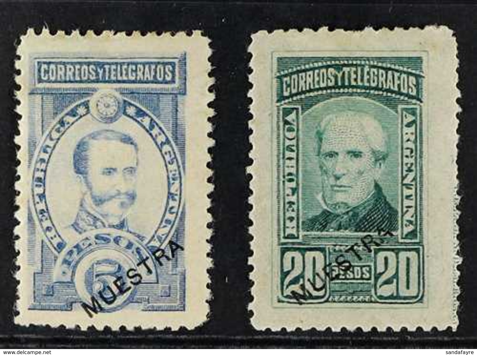 1891 5p Ultramarine Lamadrid And 20p Green Admiral Brown Top Values With "MUESTRA" Overprints (Scott 87/88, SG 140/41),  - Autres & Non Classés