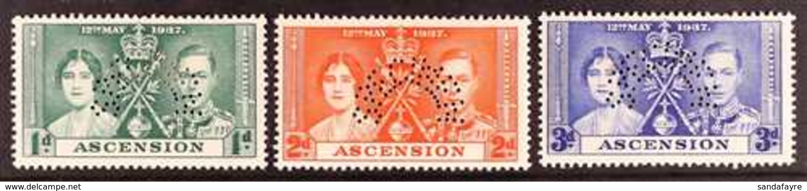 1937 Coronation Set, Perf. "SPECIMEN", SG 35/37s, Very Fine Mint. (3 Stamps) For More Images, Please Visit Http://www.sa - Ascensione