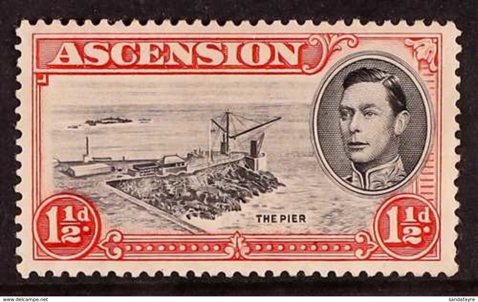 1938 1½d Black And Vermilion, Perf. 13½, With Davit Flaw, SG 40a, Fine Mint. For More Images, Please Visit Http://www.sa - Ascensione