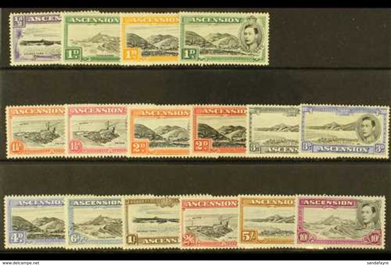 1938-53 Pictorial Definitive Set, SG 34b/47b, Fine Mint (16 Stamps) For More Images, Please Visit Http://www.sandafayre. - Ascensione