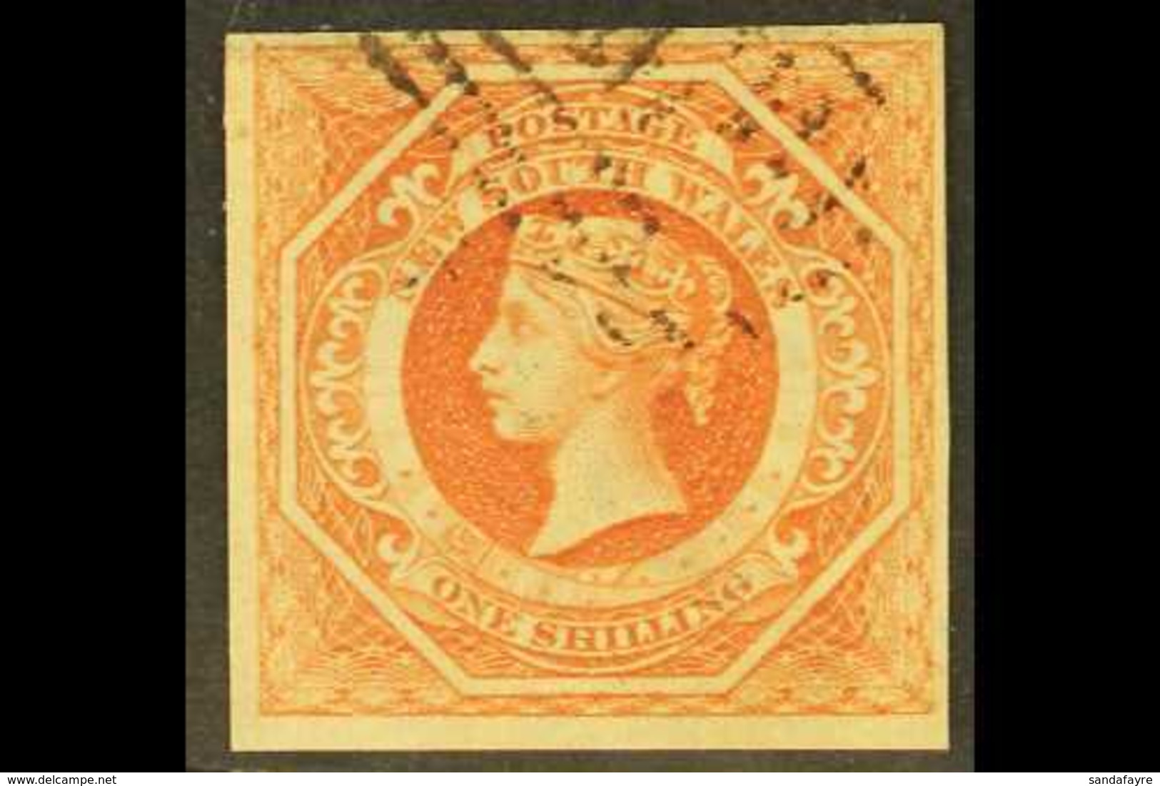 NEW SOUTH WALES 1854-59 1s Rosy Vermilion Imperf Diadem With ERROR OF WATERMARK "8", SG 99a, Very Fine Used With Four Go - Altri & Non Classificati
