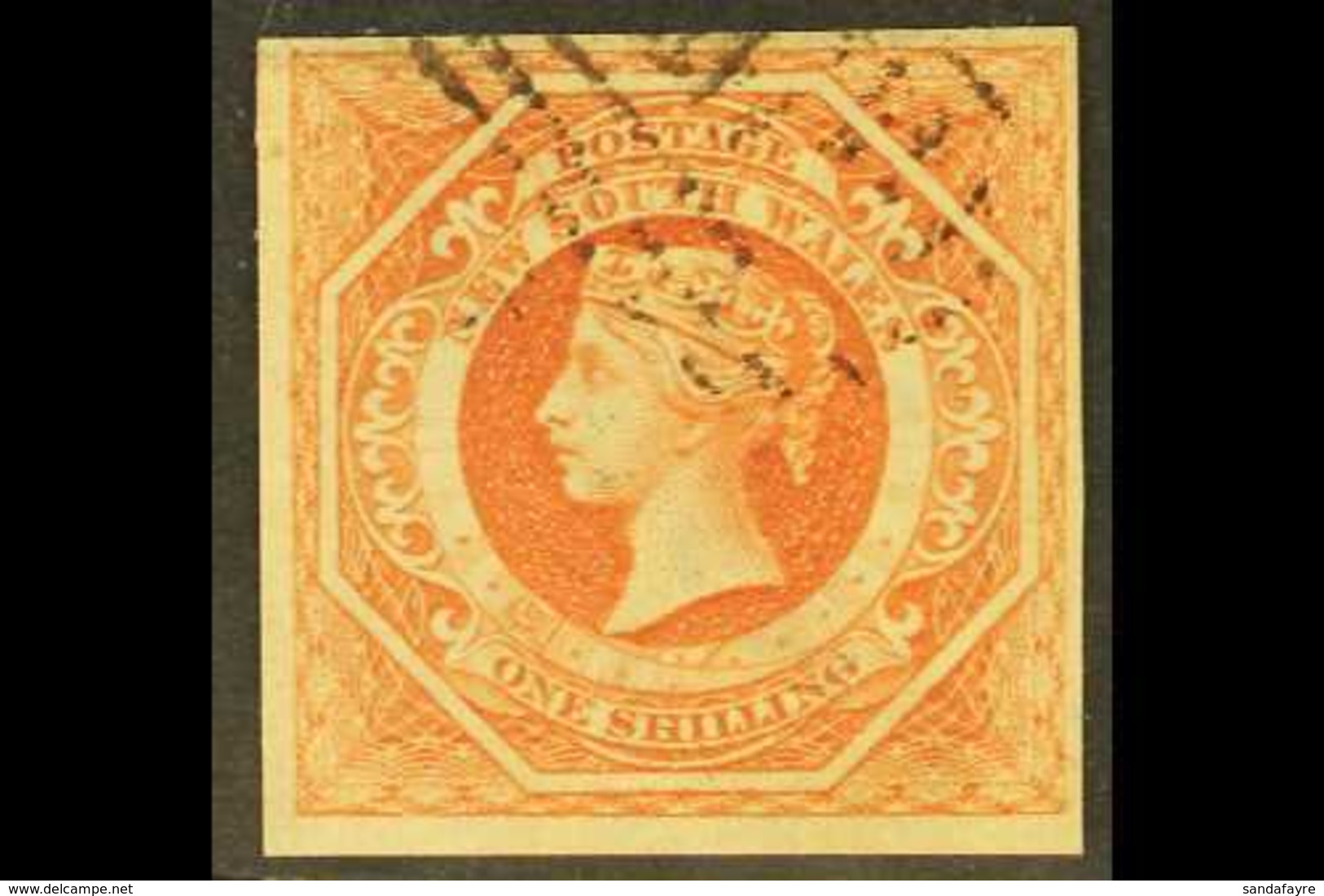 NEW SOUTH WALES 1854-59 1s Rosy Vermilion Imperf Diadem With ERROR OF WATERMARK "8", SG 99a, Very Fine Used With Four Go - Autres & Non Classés