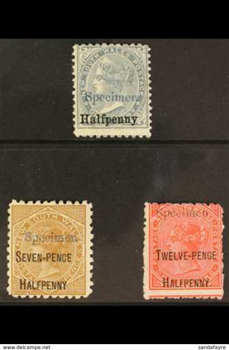 NEW SOUTH WALES 1891 Surcharge "SPECIMEN" Overprinted Set, SG 266s/68s, Fine Mint (3 Stamps) For More Images, Please Vis - Altri & Non Classificati