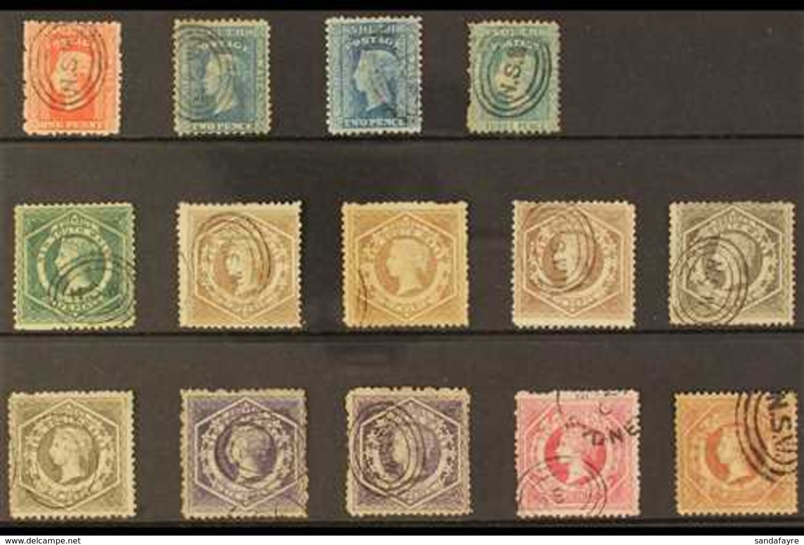 NEW SOUTH WALES 1860-72. NSW CANCELLATIONS On Diadem Perf. 12 Issues, A Most Attractive Used Range With Shades. Includes - Autres & Non Classés