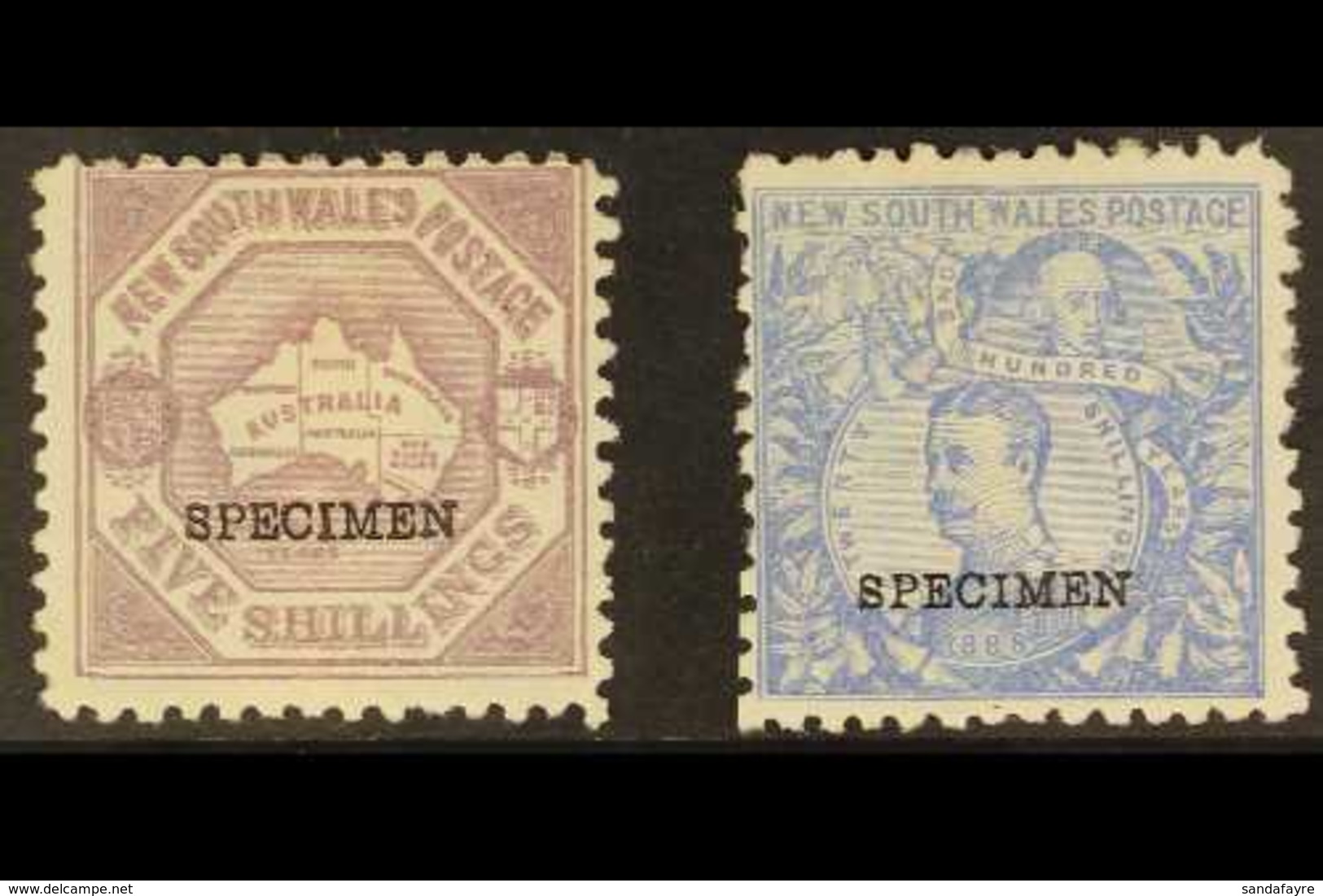 NEW SOUTH WALES 1890 5s And 20s, Overprinted "SPECIMEN", SG 263/264s, Fine Mint. (2) For More Images, Please Visit Http: - Autres & Non Classés