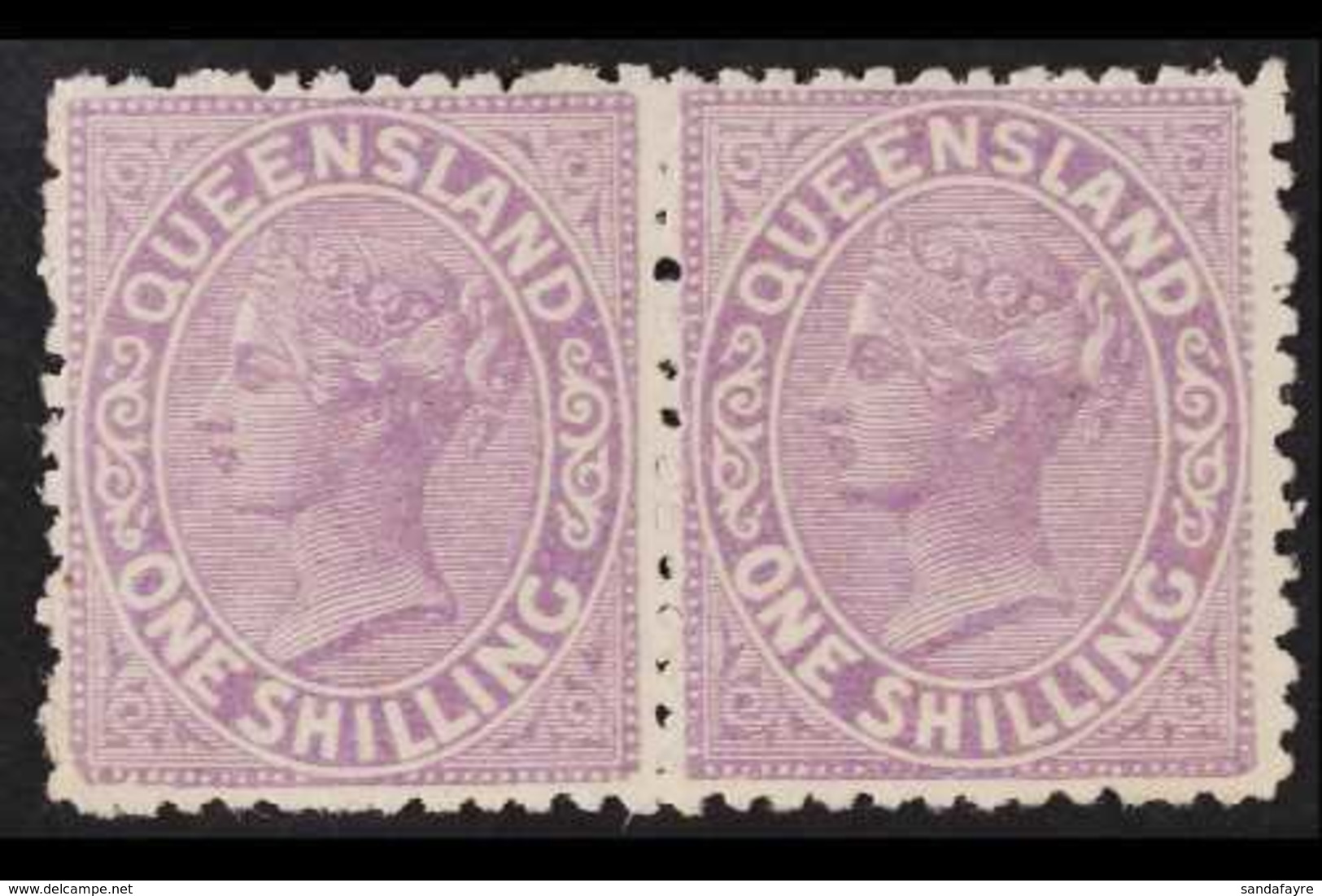 QUEENSLAND 1895 1s Mauve On Thick Paper, SG 205, Horizontal Pair, Fine Mint For More Images, Please Visit Http://www.san - Autres & Non Classés