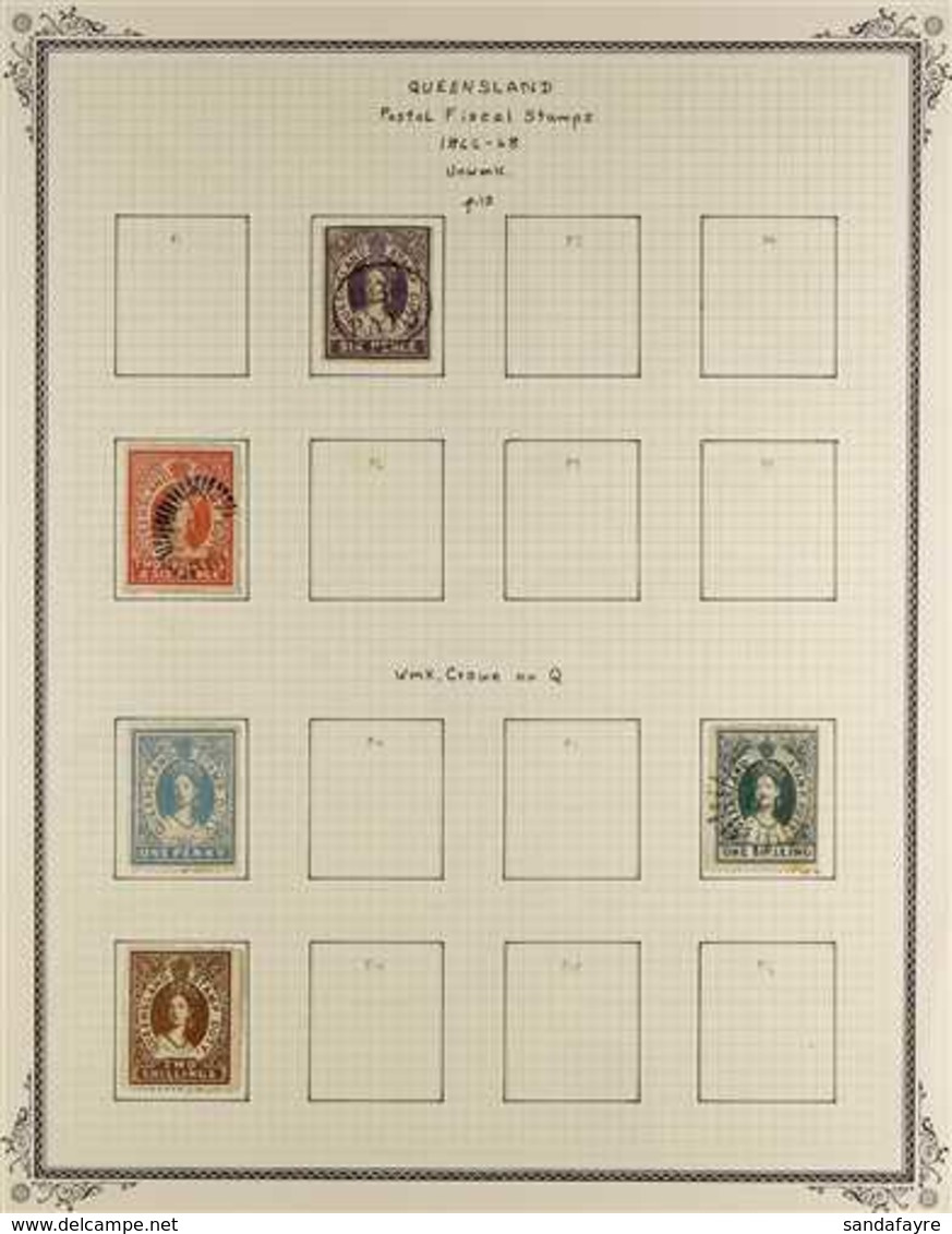 QUEENSLAND POSTAL FISCALS - 1866 - 1878 Collection Of Used And Unused Values Including 1866 2s 6d Dull Red Used (FC), Wi - Autres & Non Classés