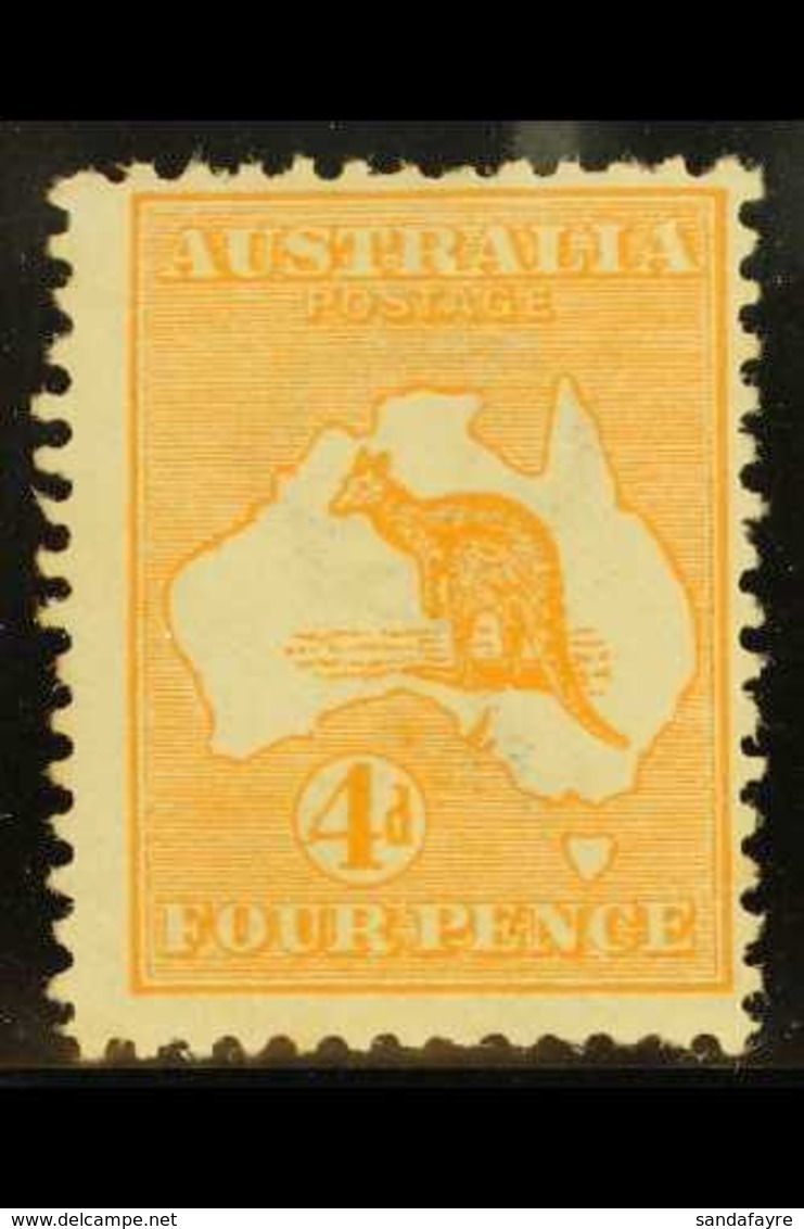 1913-14 4d Orange-yellow 'Roo, SG 6a, Fine Mint, Very Lightly Hinged. For More Images, Please Visit Http://www.sandafayr - Altri & Non Classificati