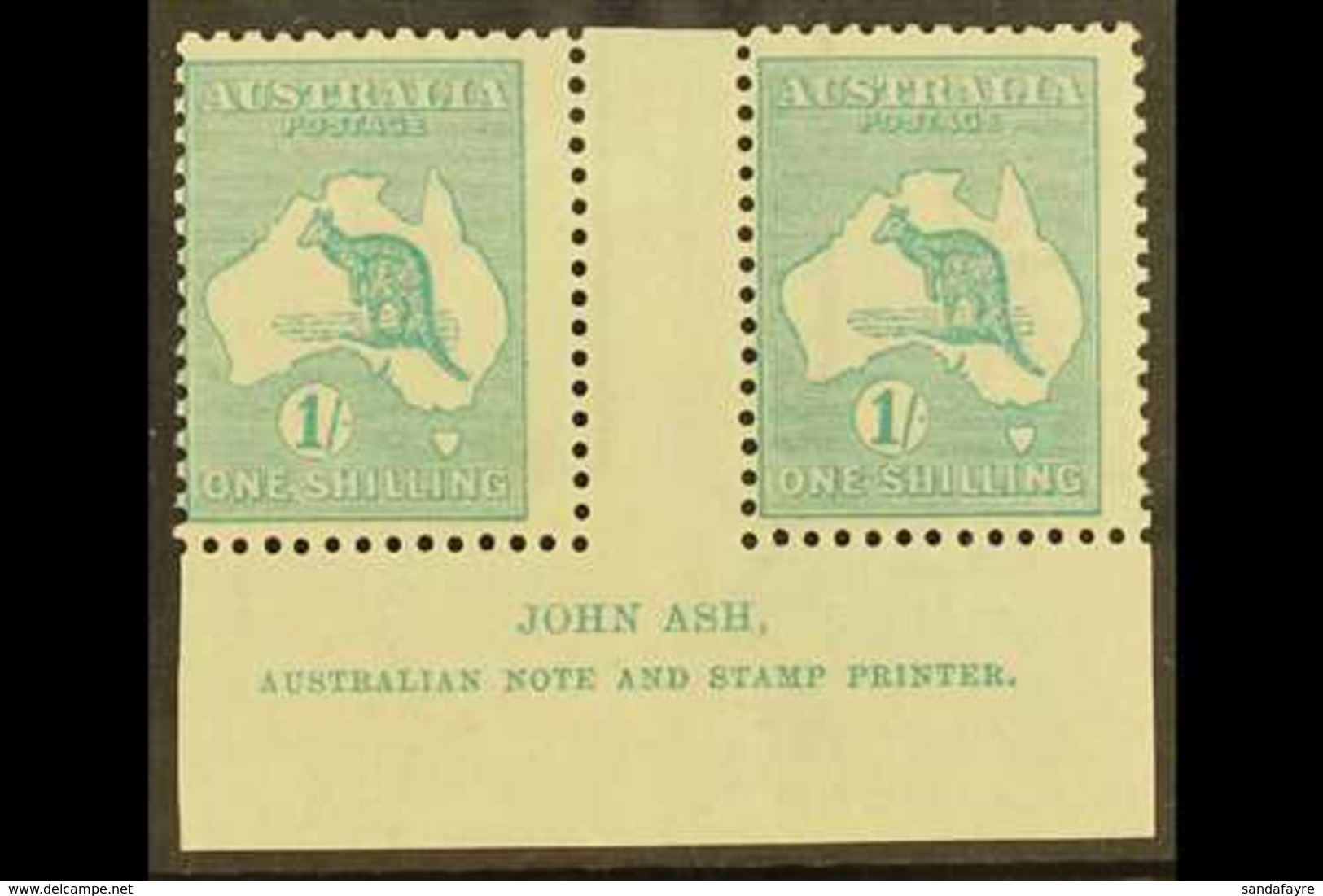 1915-27 1s Blue-green Roo, Die IIB (SG 40b), Ash Imprint Pair With "N" Over "A", BW 33zd, Fine Mint. For More Images, Pl - Altri & Non Classificati
