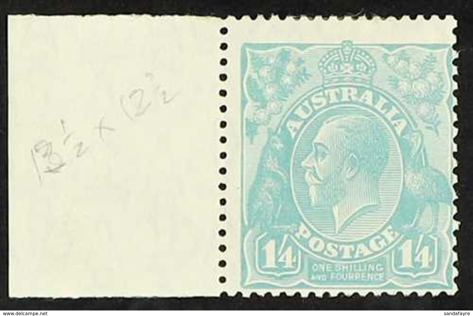 1928 KGV 1s.4d Turquoise Blue, SG 104, Fine Mint Marginal Example. For More Images, Please Visit Http://www.sandafayre.c - Andere & Zonder Classificatie