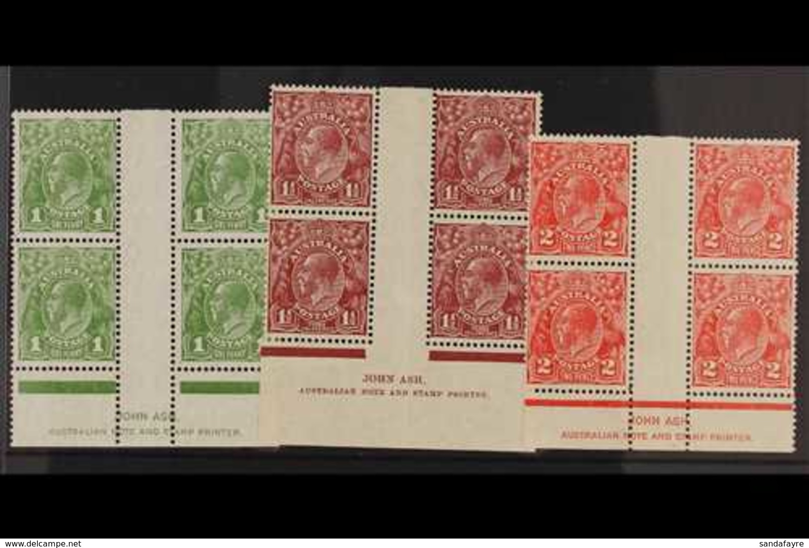 1931-36 1d Green, 1½d Red-brown And 2d Golden Scarlet, SG 125/27, Fine Mint 'JOHN ASH' IMPRINT BLOCKS Of 4, Very Fresh.  - Autres & Non Classés