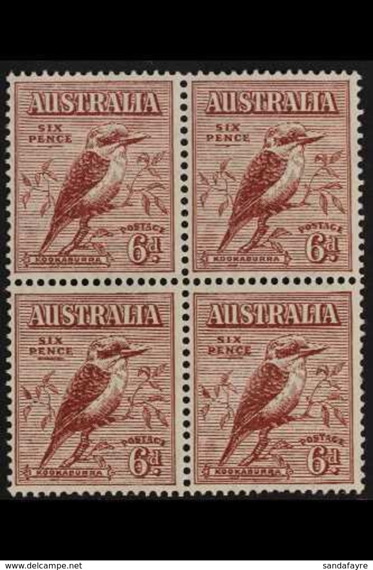 1932 6d Red-brown Laughing Kookaburra, SG 146, Never Hinged Mint BLOCK Of 4, Very Fresh. (4 Stamps) For More Images, Ple - Autres & Non Classés