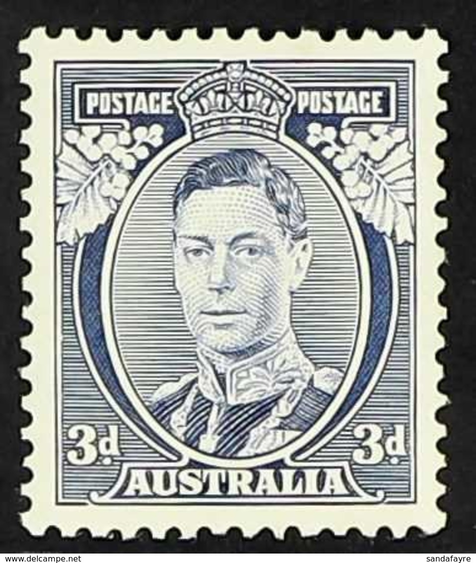 1937-49 1937-49 3d Blue KGVI Die I Perf 13½x14 'WHITE WATTLES' First Printing, SG 168a, Never Hinged Mint, Fresh. For Mo - Altri & Non Classificati