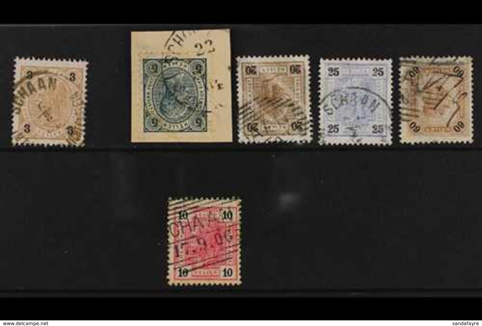 USED IN LIECHTENSTEIN 1899-1905 Group Of Stamps With Various "SCHAAN" Cancels, Includes 1899 3h, 1901-03 5h, 20h, 25h &  - Altri & Non Classificati