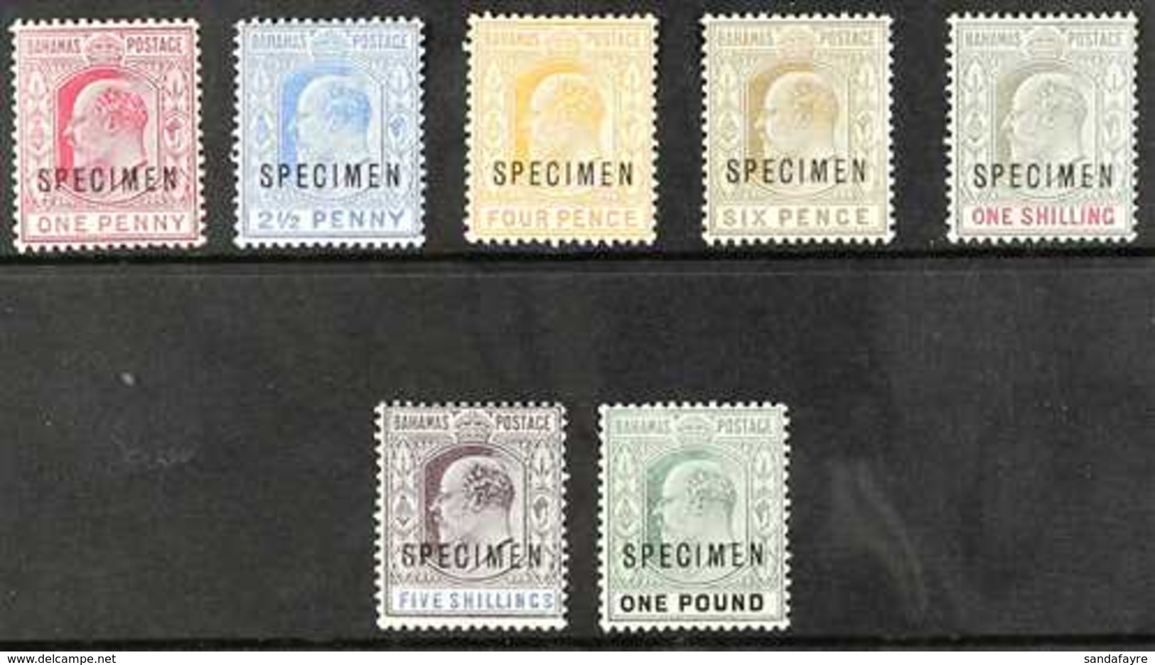 1902-07 KEVII Complete Set With "SPECIMEN" Overprints, SG 62s/70s, Fine Mint, Scarce. (7 Stamps) For More Images, Please - Autres & Non Classés