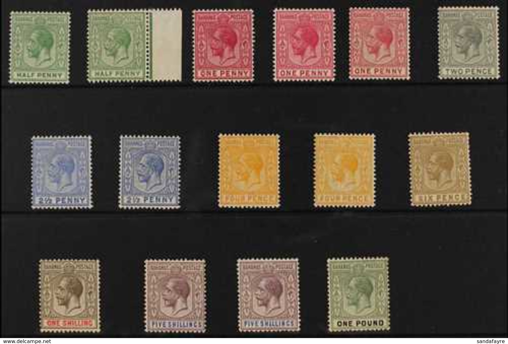 1912-19 KGV (Mult Crown CA) Set, SG 81/89, Plus SG Additional Listed Shades For ½d, 1d (both), 2½d, 4d And 5s, Fine Mint - Autres & Non Classés