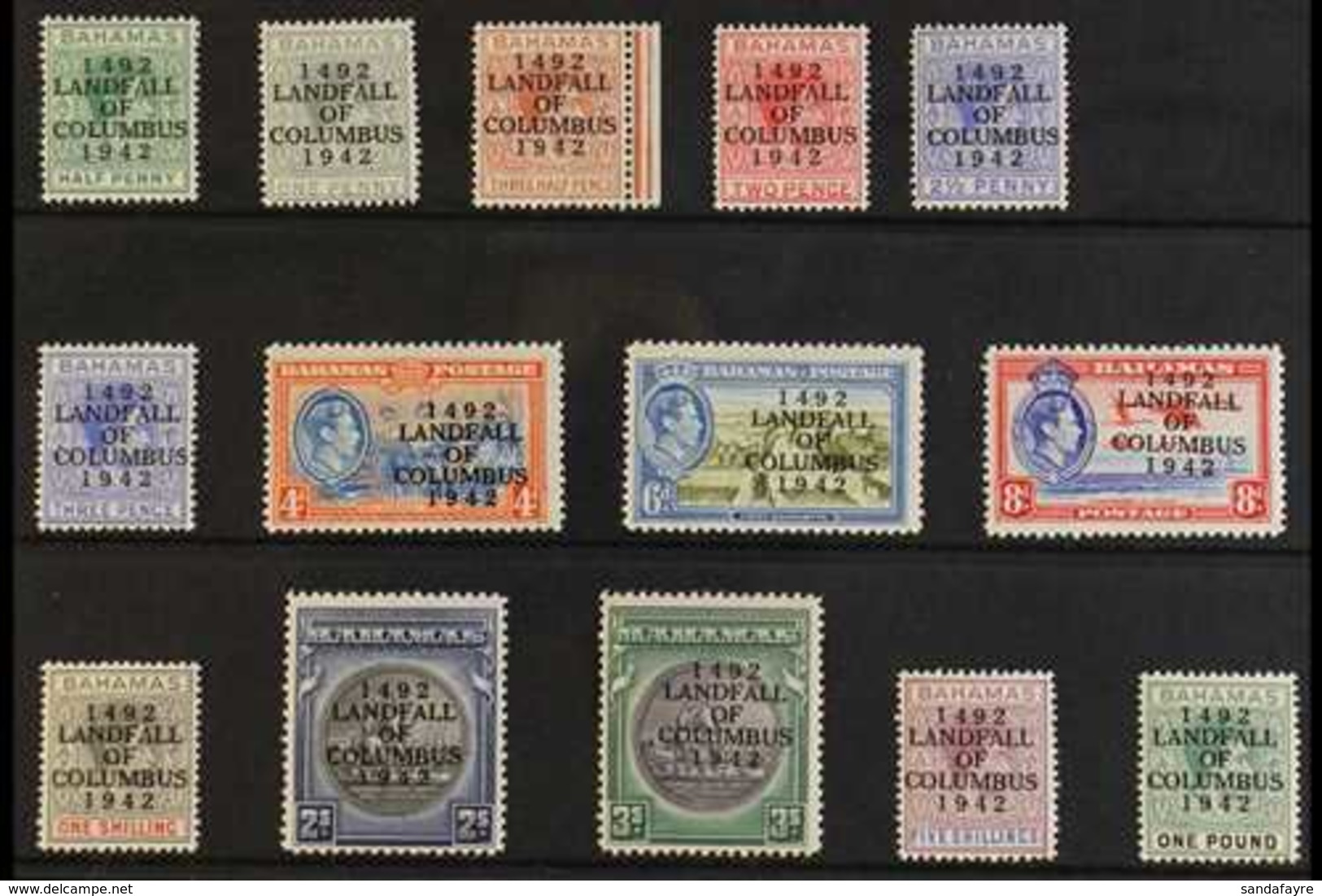 1942 "Landfall Of Columbus" Opt'd Set, SG 162/75a, Never Hinged Mint (14 Stamps) For More Images, Please Visit Http://ww - Altri & Non Classificati