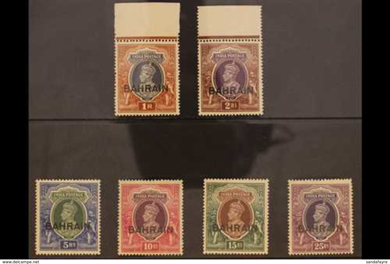 1938-41 1r, 2r, 5r, 10r, 15r (wmk Inverted), And 25r Overprints On Indai (King George VI) Top Values, SG 32/35, 36a, And - Bahreïn (...-1965)
