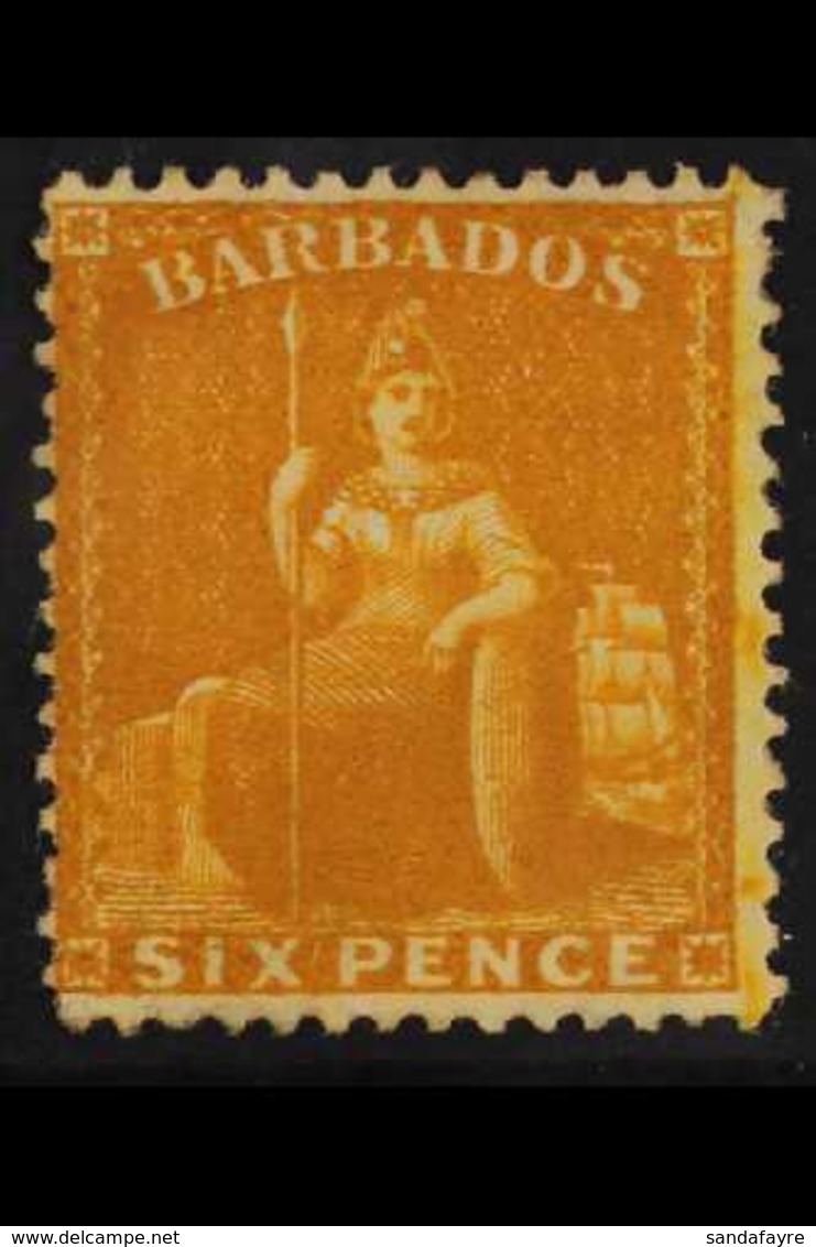 1875 6d Chrome Yellow, Wmk CC, Perf 14, SG 79, Very Fine Mint. For More Images, Please Visit Http://www.sandafayre.com/i - Barbades (...-1966)