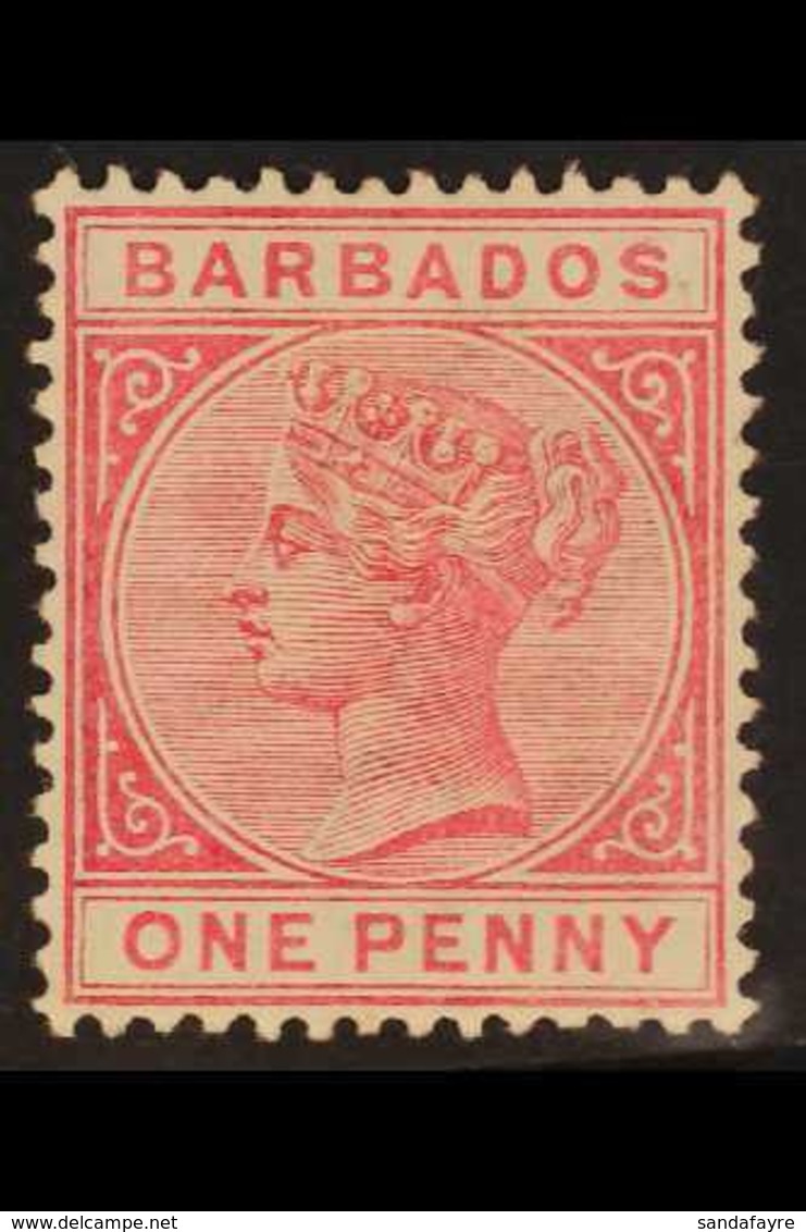 1882-86 1d Rose Queen, SG 91, Fine Mint. For More Images, Please Visit Http://www.sandafayre.com/itemdetails.aspx?s=6465 - Barbades (...-1966)