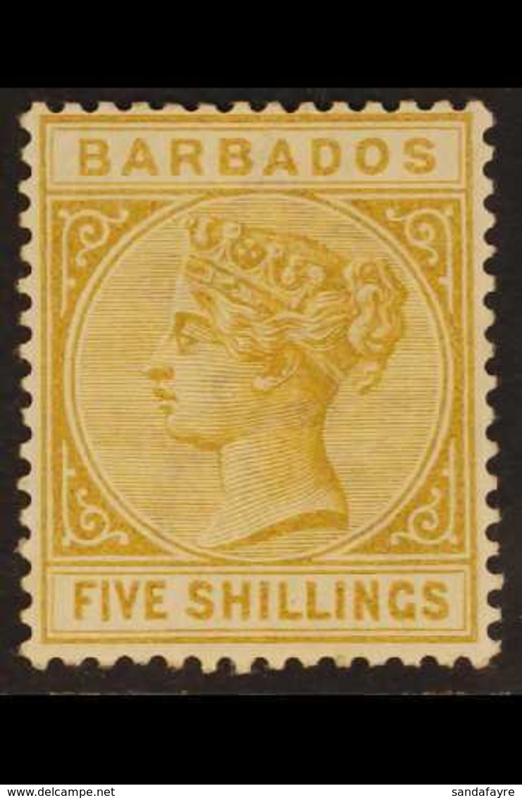 1882-86 5s Bistre Queen, SG 103, Very Fine Mint. For More Images, Please Visit Http://www.sandafayre.com/itemdetails.asp - Barbados (...-1966)