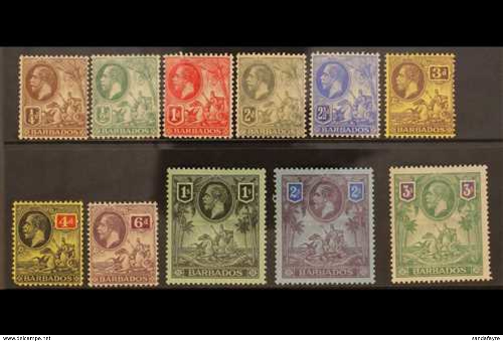 1912-16 Complete KGV Set, SG 170/180, Fine Mint. (11 Stamps) For More Images, Please Visit Http://www.sandafayre.com/ite - Barbades (...-1966)