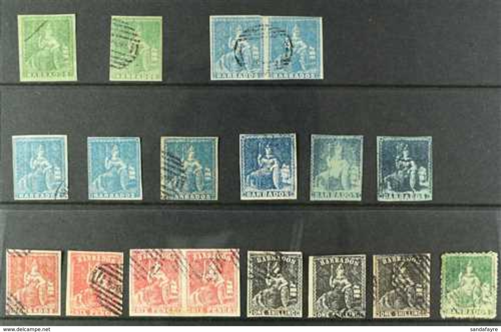 FORGERIES A Mostly 'used' Collection Of Forged 19th Century "Britannia" Stamps Includes A 6d Pair & Values To 1s. (18 Fo - Barbados (...-1966)