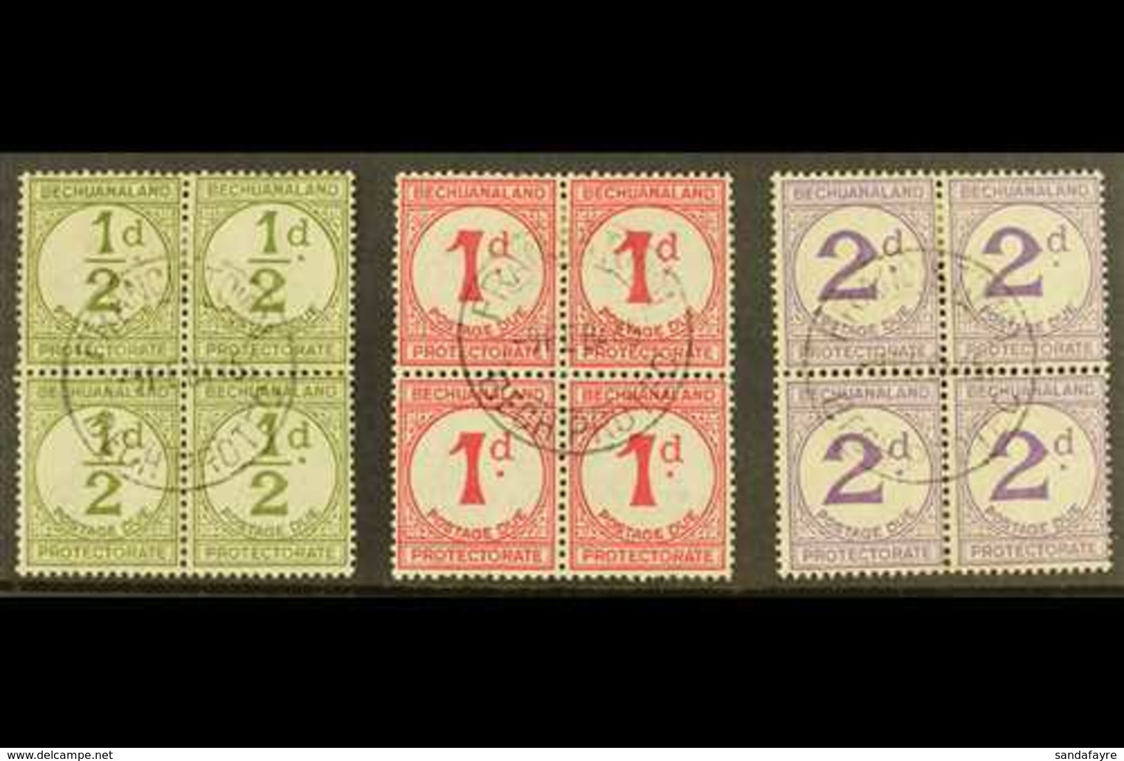 POSTAGE DUES 1932 USED BLOCKS OF FOUR Set On Ordinary Paper, SG D4, D5 And D6, Each Block Bearing Clear 9 Feb 45 Cds Can - Autres & Non Classés