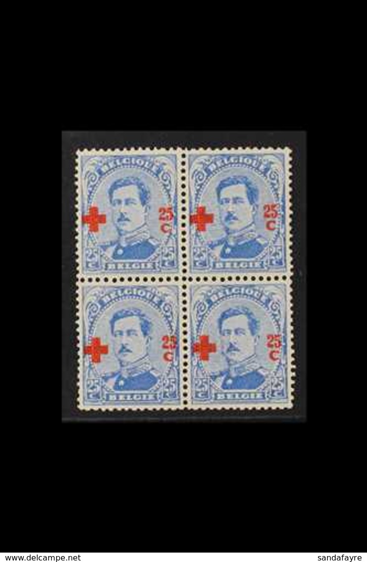 1918 25c + 25c Ultramarine "Red Cross" Surcharge, Cob 156, SG 228, Never Hinged Mint (4 Stamps) For More Images, Please  - Autres & Non Classés