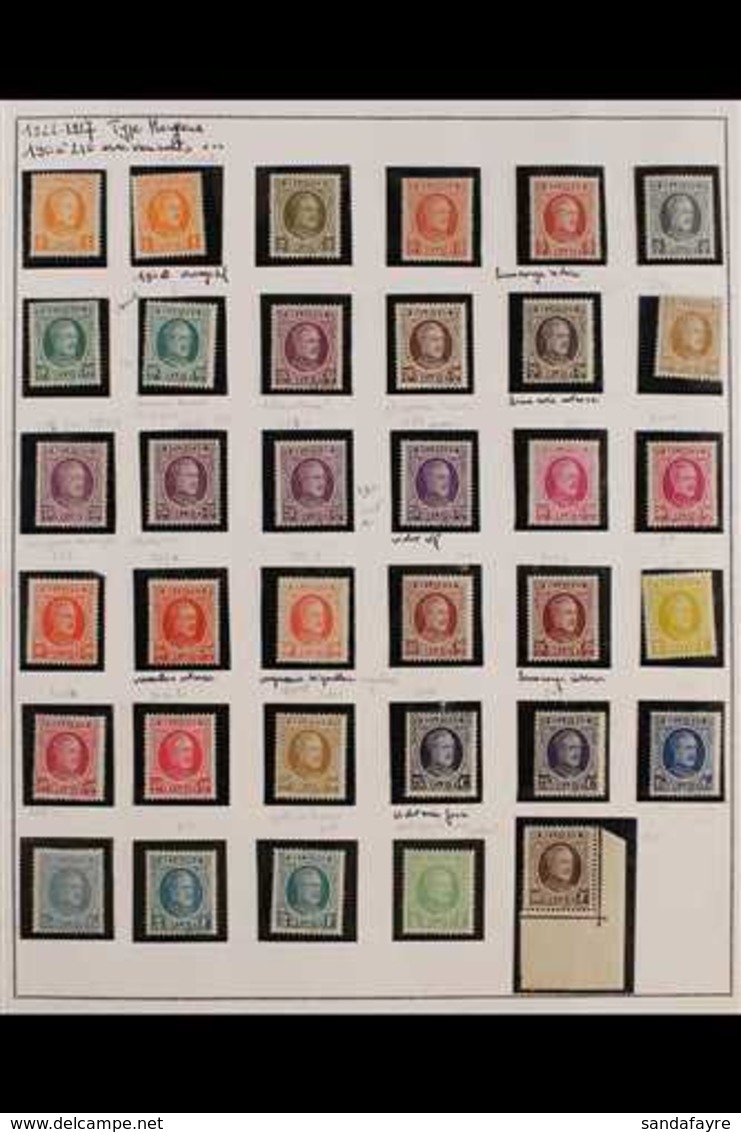 1922 NEVER HINGED MINT King Albert Definitive Collection (Cob 190/210) With Many Additional Listed "intense" Shade Varia - Altri & Non Classificati