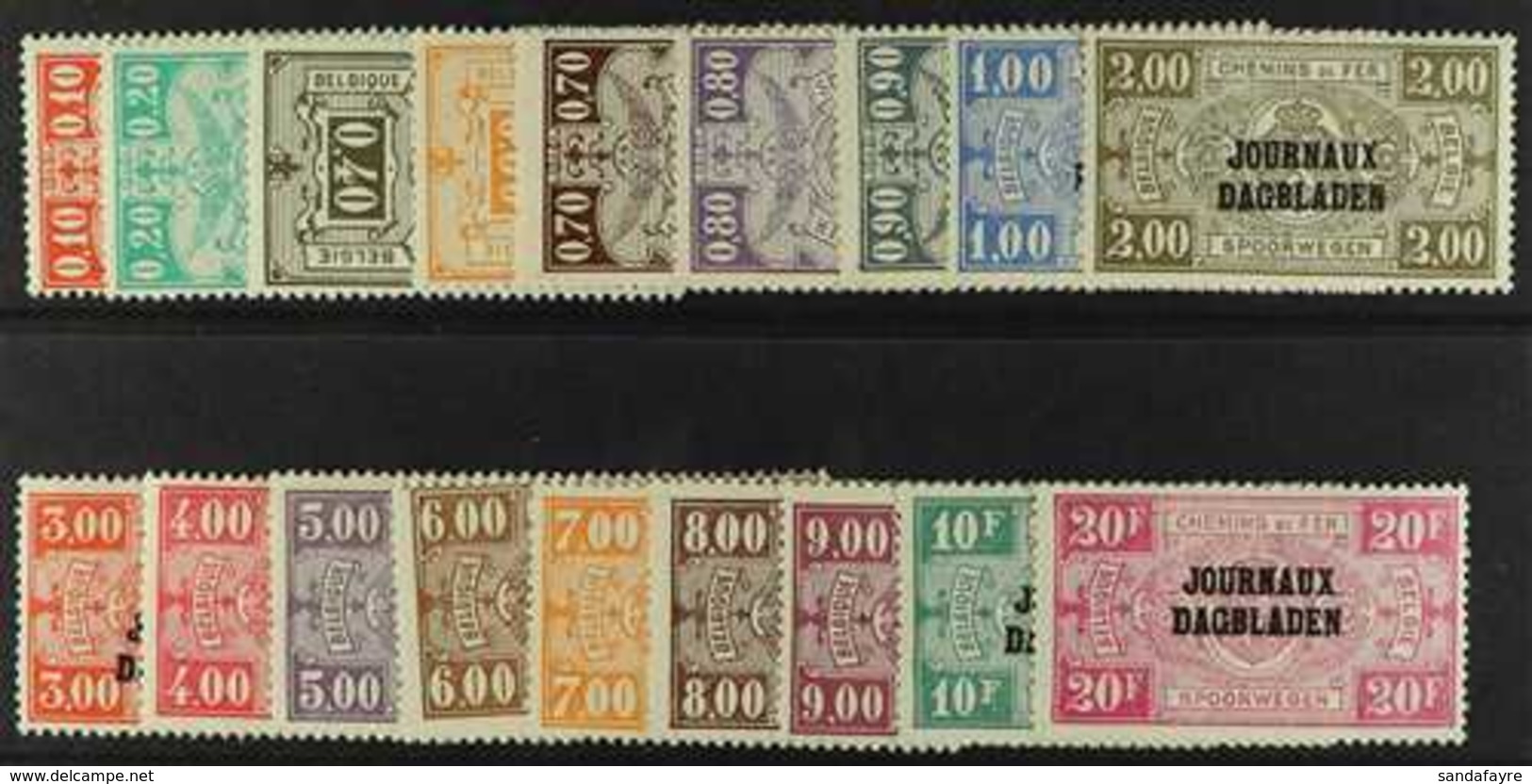 NEWSPAPER STAMPS 1929 Overprint Set Complete, COB JO19/36, Never Hinged Mint. (18 Stamps) For More Images, Please Visit  - Autres & Non Classés