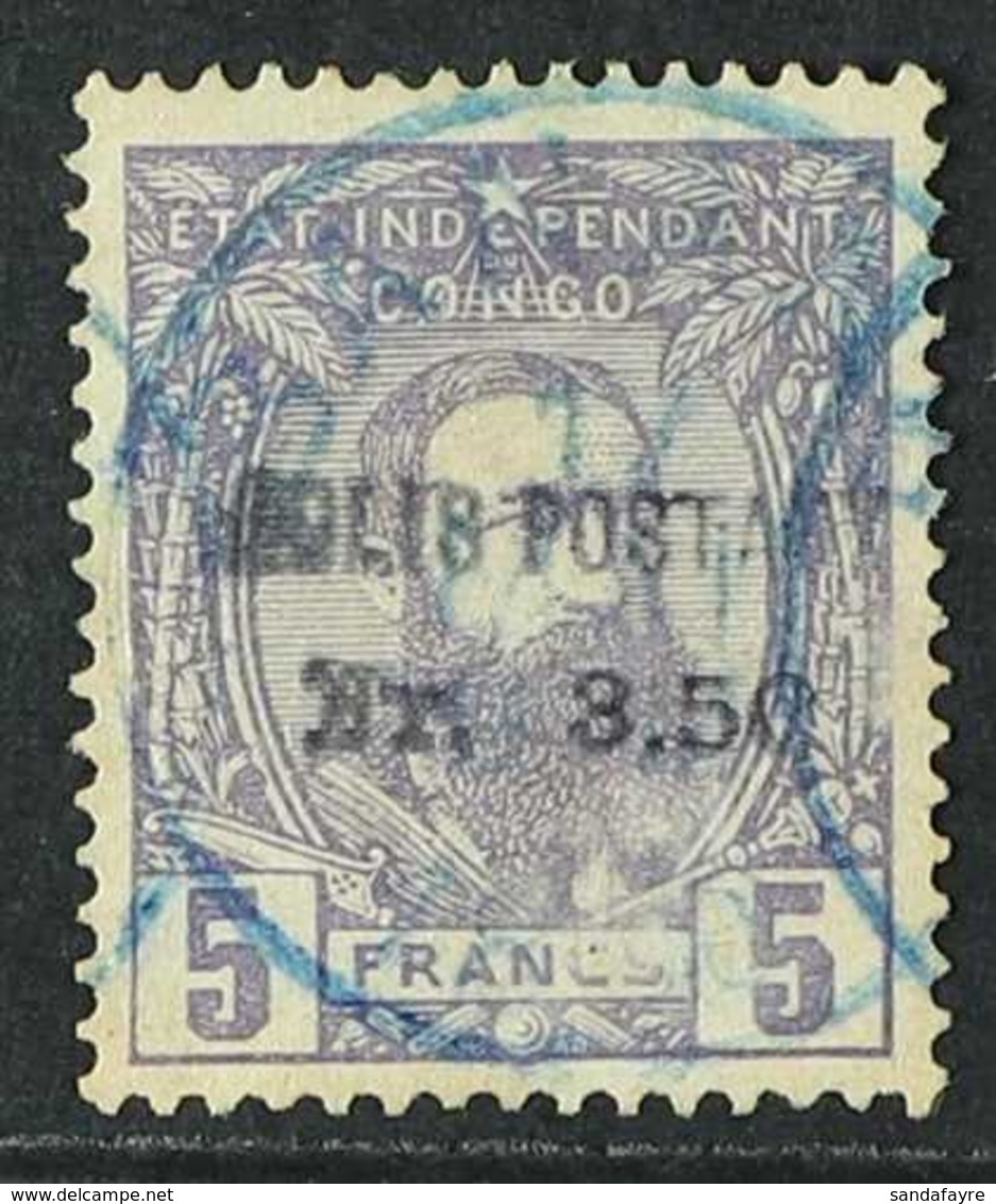 CONGO PARCEL POST 1887 3fr 50 On 5fr Violet, COB CP2, Good Used With Blue Banane Cds. Scarce Stamp. For More Images, Ple - Altri & Non Classificati