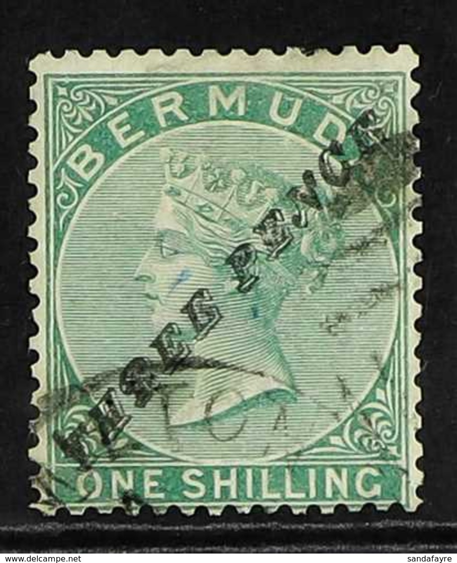 1874 3d On 1s Green, (P And R Different Type), SG 13, Fine Used. Scarce Stamp, Brandon Certificate. For More Images, Ple - Bermudes