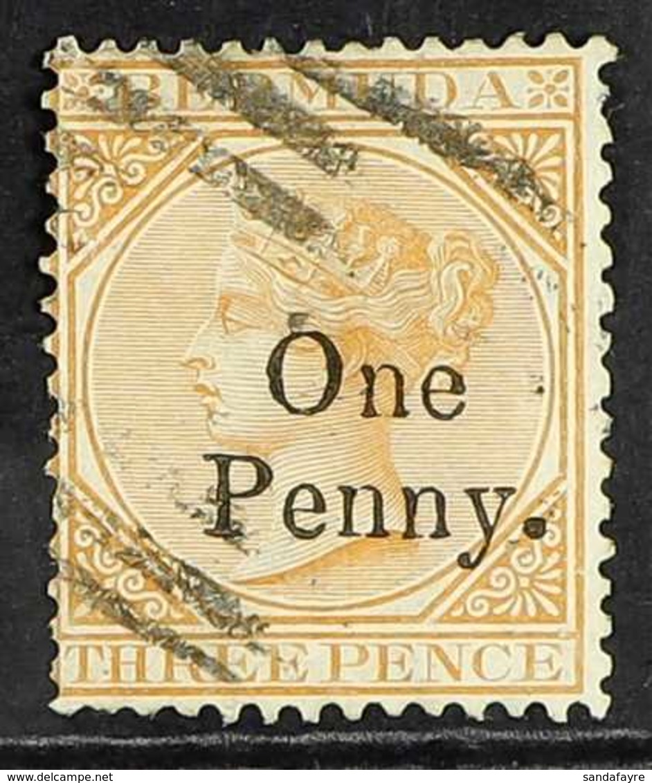 1875 1d On 3d Yellow Buff, 2 Line Surcharge, SG 16, Fine Used.  For More Images, Please Visit Http://www.sandafayre.com/ - Bermudes