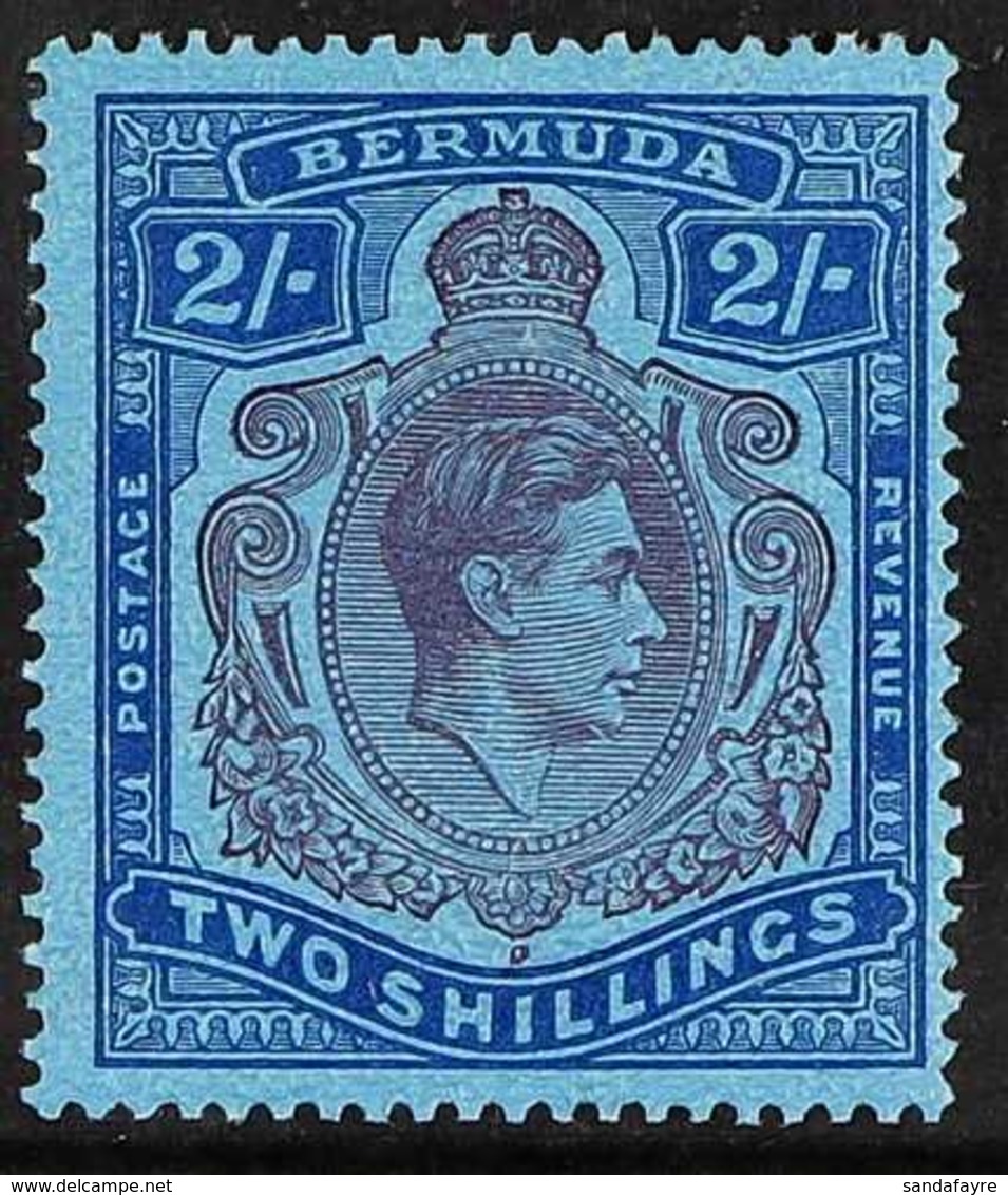 1942 VARIETY KGVI 2s Purple And Blue On Deep Blue, Variety "Gash In Chin", SG 116cf, Very Fine Mint. For More Images, Pl - Bermuda