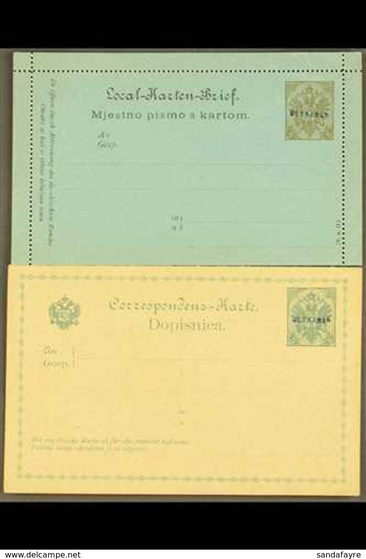 POSTAL STATIONERY 1900 5h+5h Postal Card (H&G 9) Plus 1900 6h Letter Card (H&G 5), These Both Unused And With "ULTRAMAR" - Bosnia Erzegovina