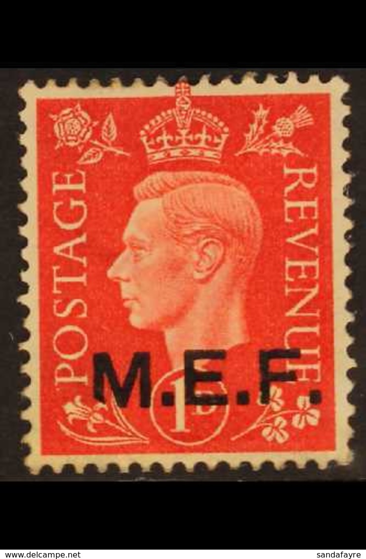 M.E.F. 1942 1d Scarlet, Ovptd Type  M1 (regular Lettering Upright Oblong Stops), Variety "Sliced M", SG M1a, Fine Mint N - Afrique Orientale Italienne