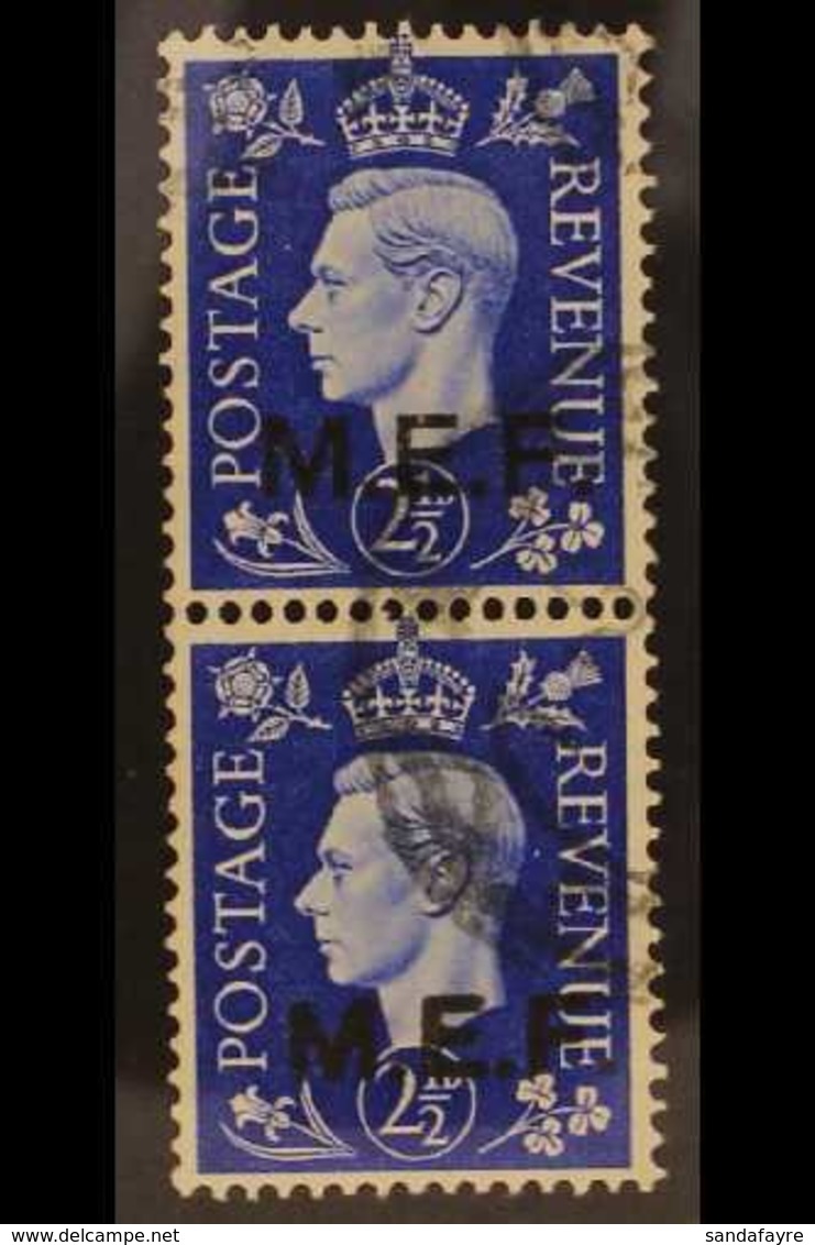 M.E.F. 1942 2½d Ultramarine Ovptd Type M2/M2a, Vertically Se-tenant Pair Overprinted Regular And Rough Lettering, SG M8b - Afrique Orientale Italienne