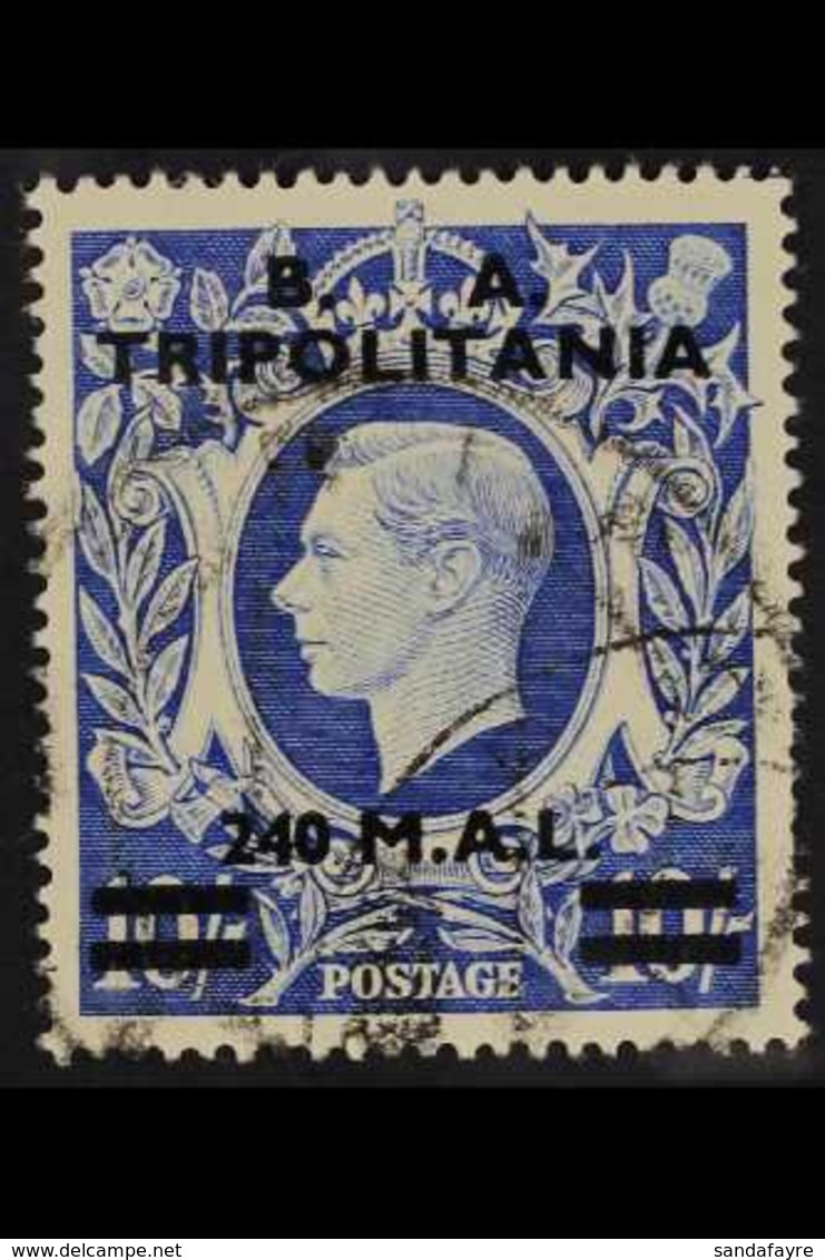 TRIPOLITANIA 1950 240L On 10s Ultramarine "B.A." Overprint, SG T26, Fine Used, Fresh. For More Images, Please Visit Http - Italiaans Oost-Afrika