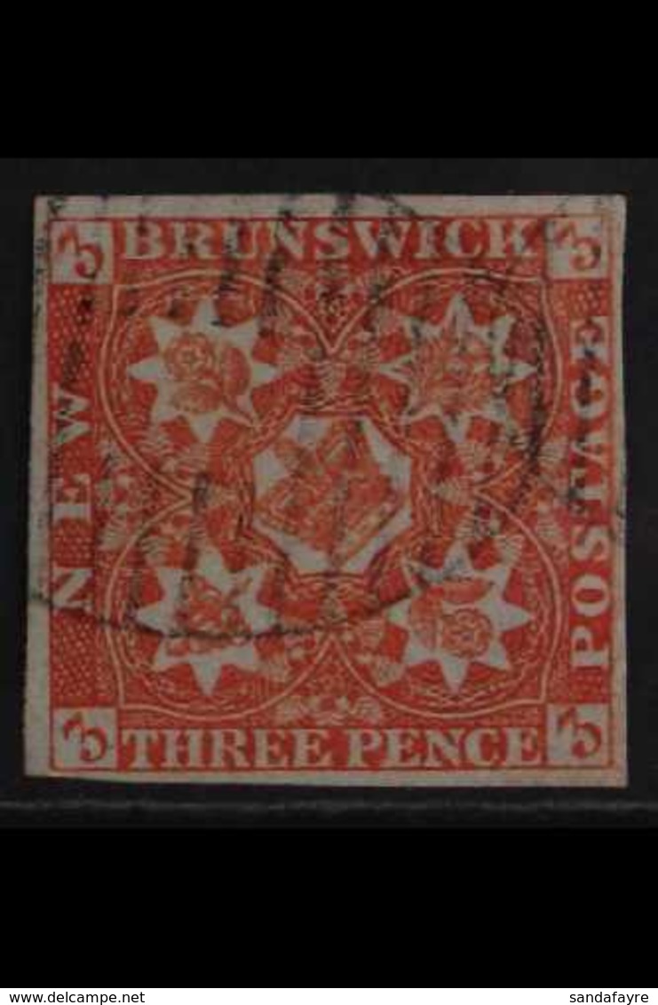 1851 3d Bright Red Imperf, SG 1, Very Fine Used With Good Margins All Round And Neat Grid Cancel. For More Images, Pleas - Altri & Non Classificati