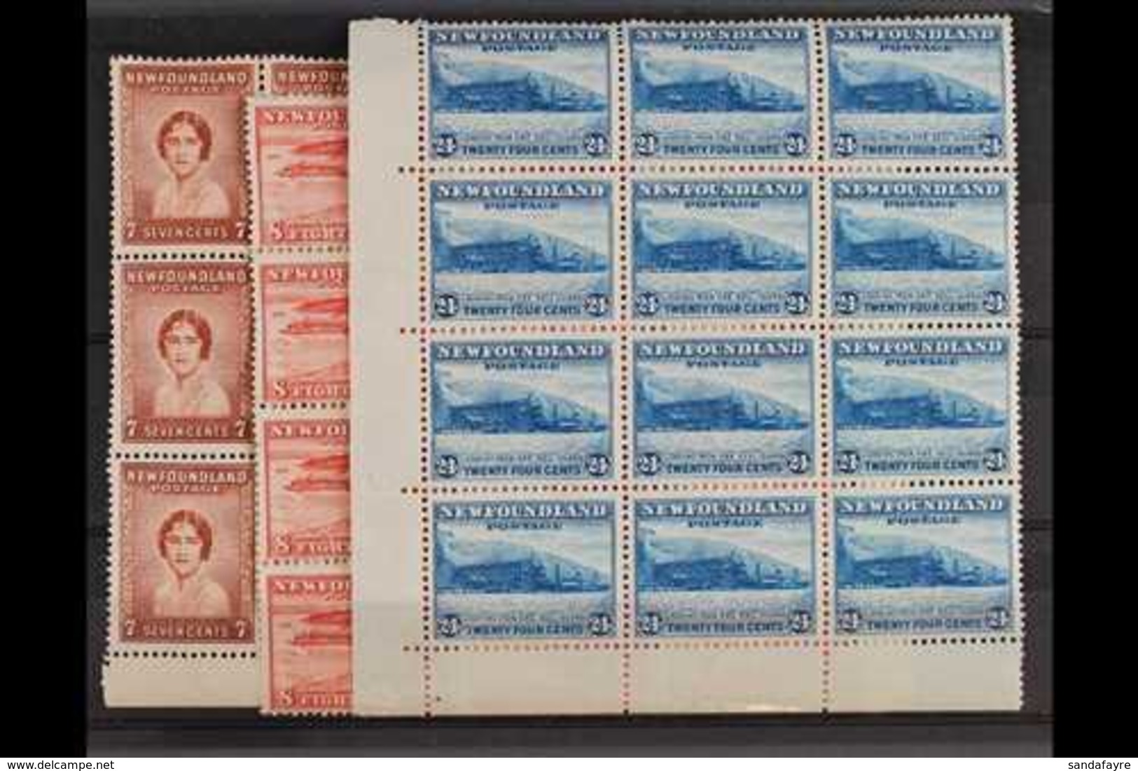 1932-38 Pictorials Set To 24c (SG 222/228) IN BLOCKS OF TWELVE, Never Hinged Mint, Cat £200+ (7 Blocks Of 12 = 84 Stamps - Altri & Non Classificati
