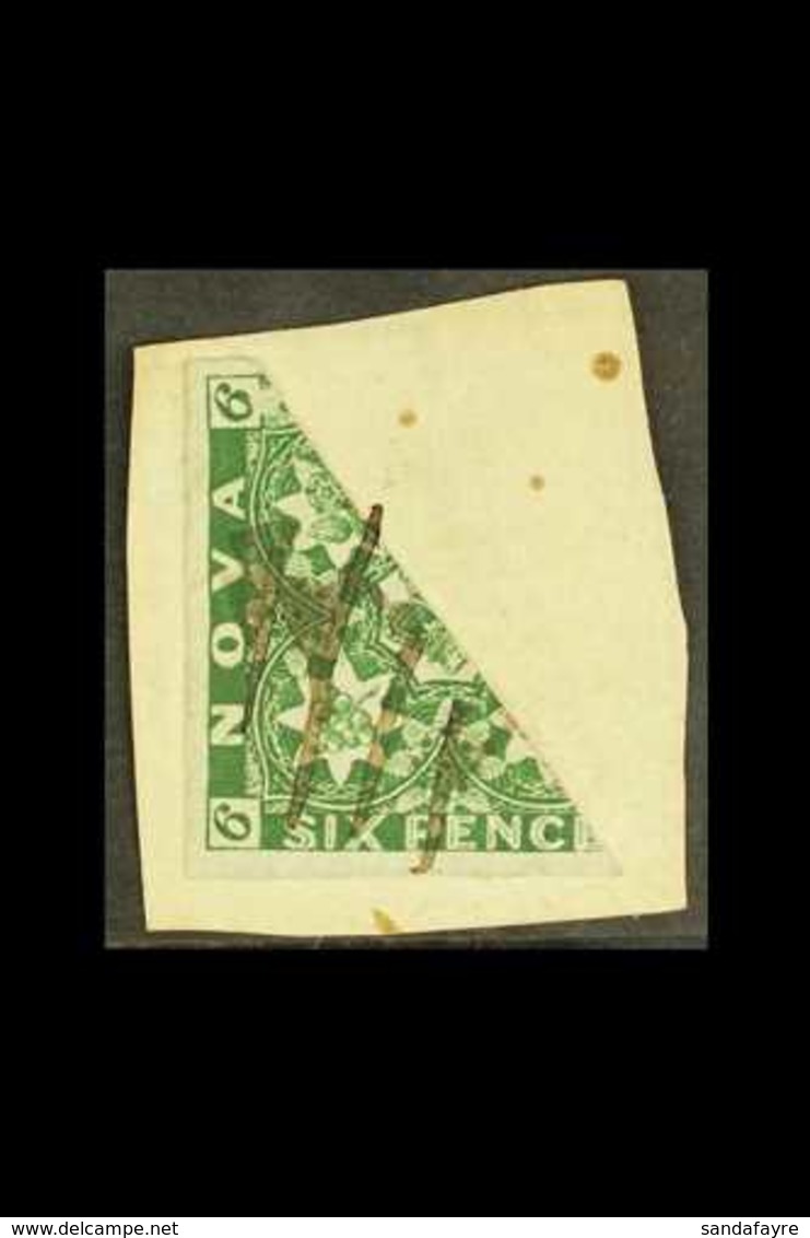 1856 6d Deep Green, Diagonal Bisect On A Piece, Tied By Manuscript Lines, "as Is", Cat £5000 On Cover! For More Images,  - Autres & Non Classés