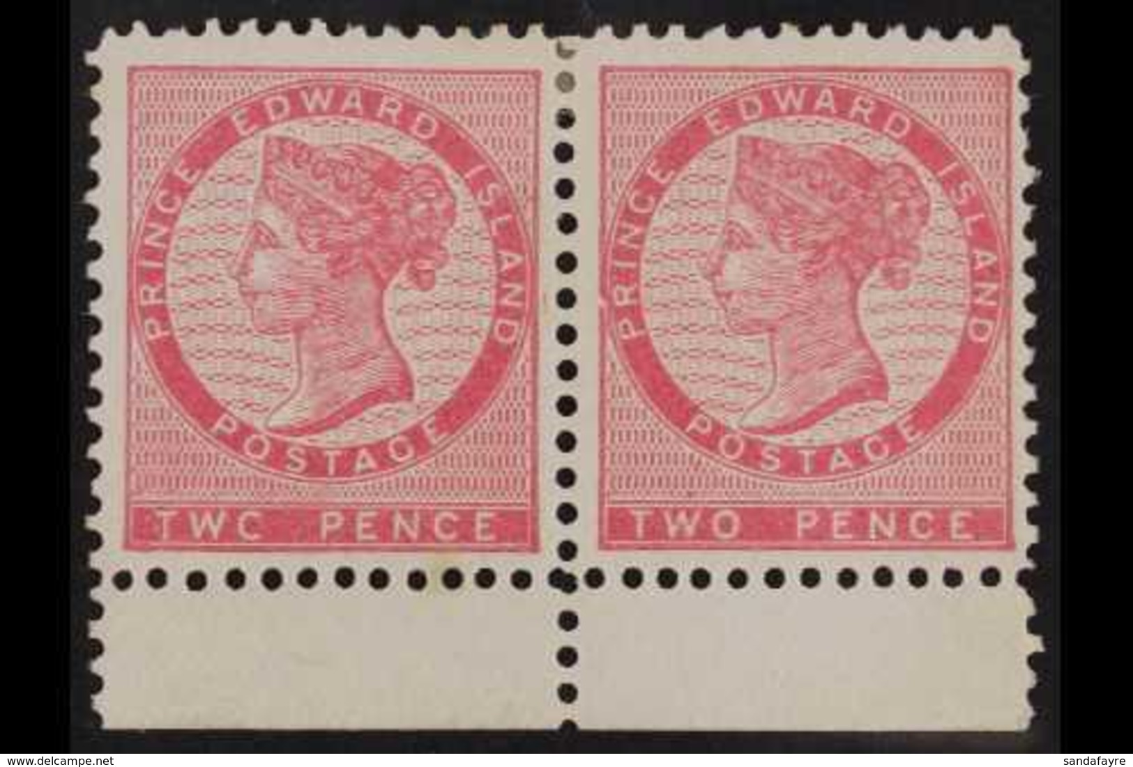 1870 VARIETY 2c Rose Pink, Marginal Horizontal Pair, One Showing The Variety "Twc For Two", SG 28, 28b, Superb Mint. (2  - Altri & Non Classificati