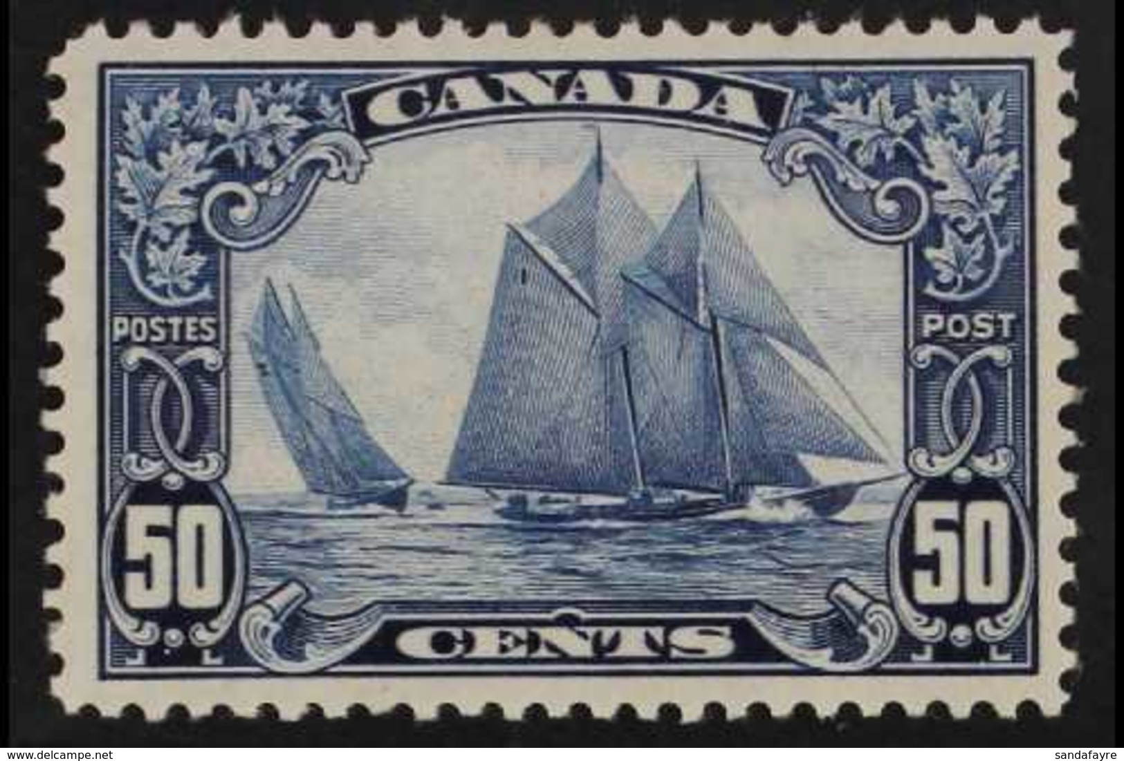 1928-29 50c Blue Bluenose, SG 284, Superb Mint, Very Fine Centring, Very Fresh. For More Images, Please Visit Http://www - Autres & Non Classés