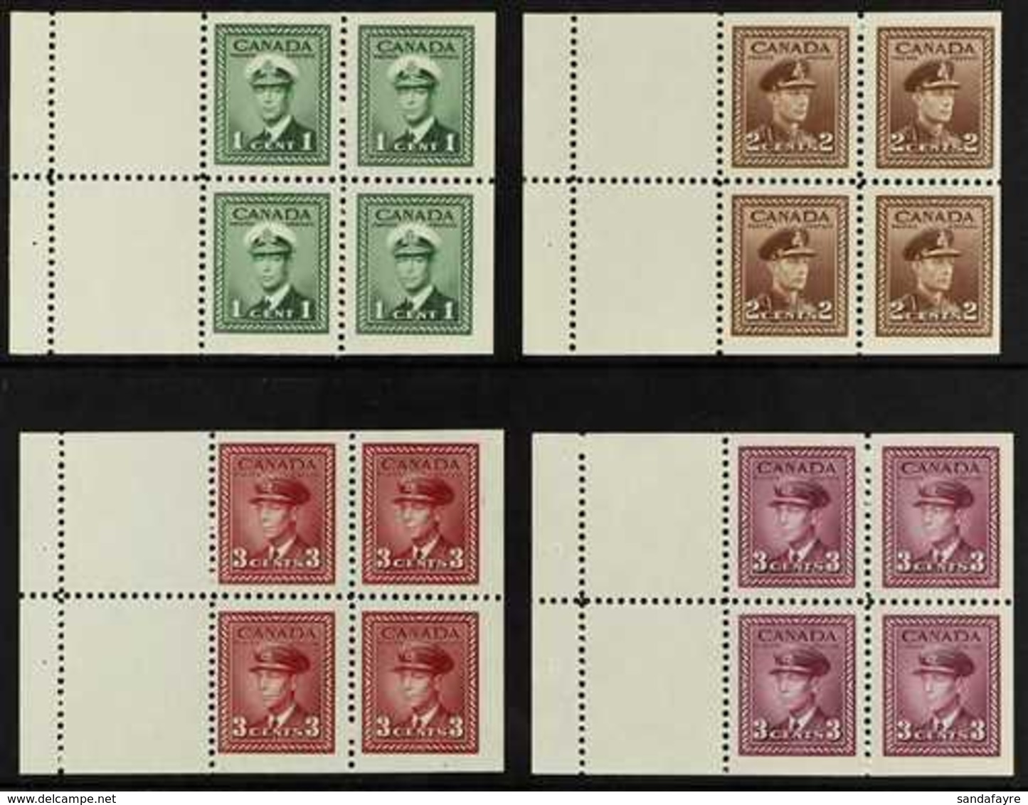 BOOKLET PANES 1942-8 KGVI 1c, 2c & Both 3c War Effort Panes Of 4 + 2 Blank Labels, SG 375a/8a, Never Hinged Mint (4 Pane - Altri & Non Classificati